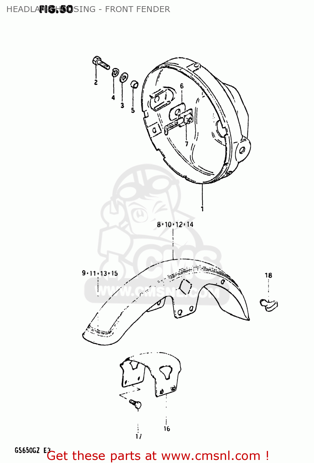 HEADLAMP HOUSING - FRONT FENDER GS650G 1981 (X) USA (E03)