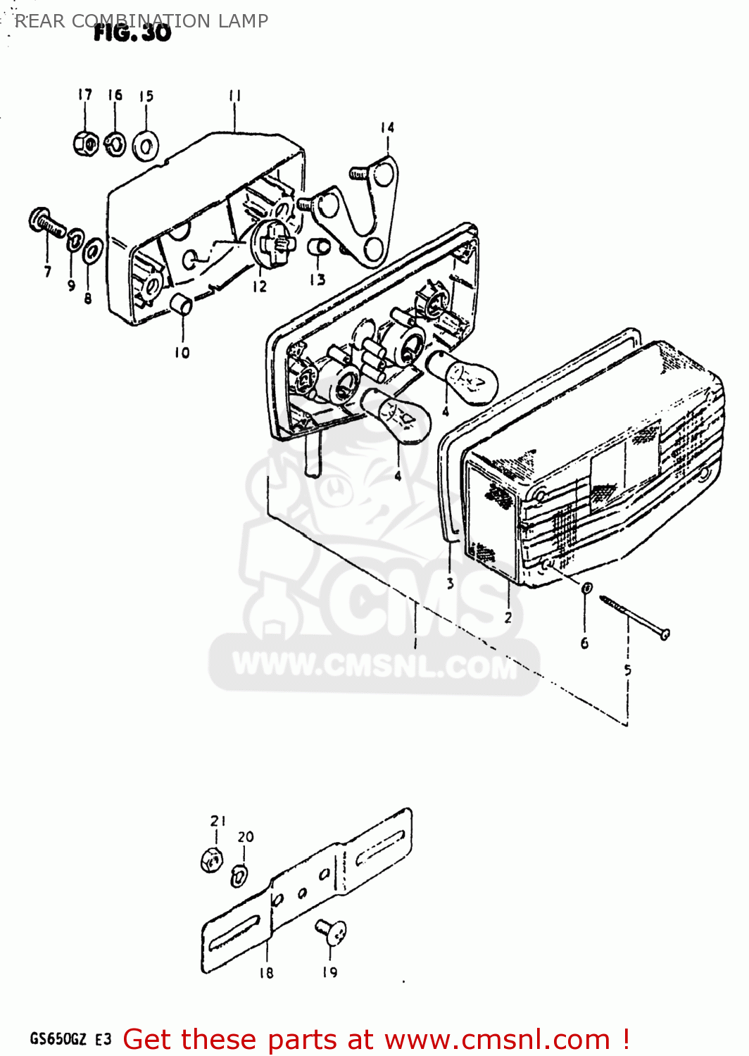 REAR COMBINATION LAMP GS650G 1981 (X) USA (E03)