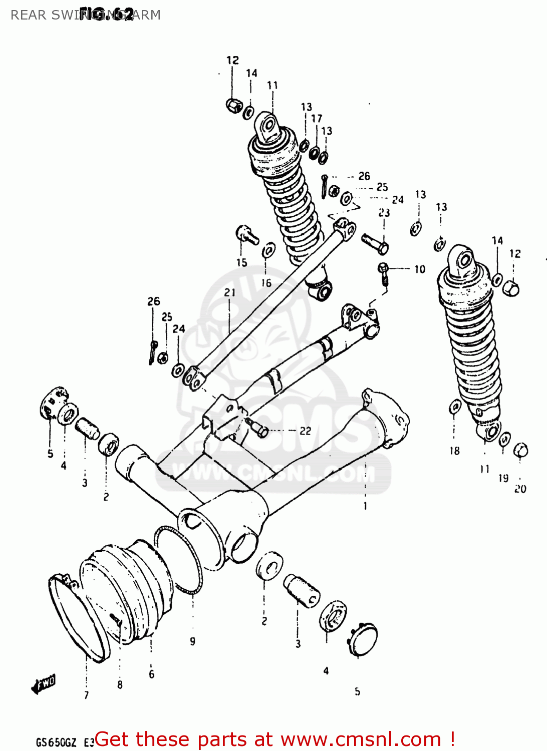 REAR SWINGING ARM GS650G 1981 (X) USA (E03)
