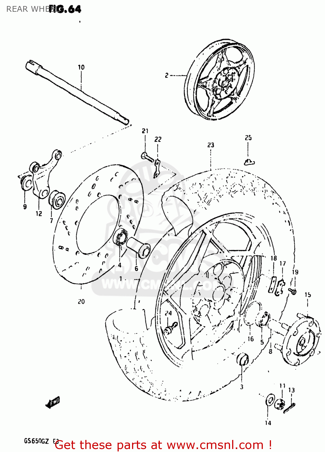 REAR WHEEL GS650G 1981 (X) USA (E03)