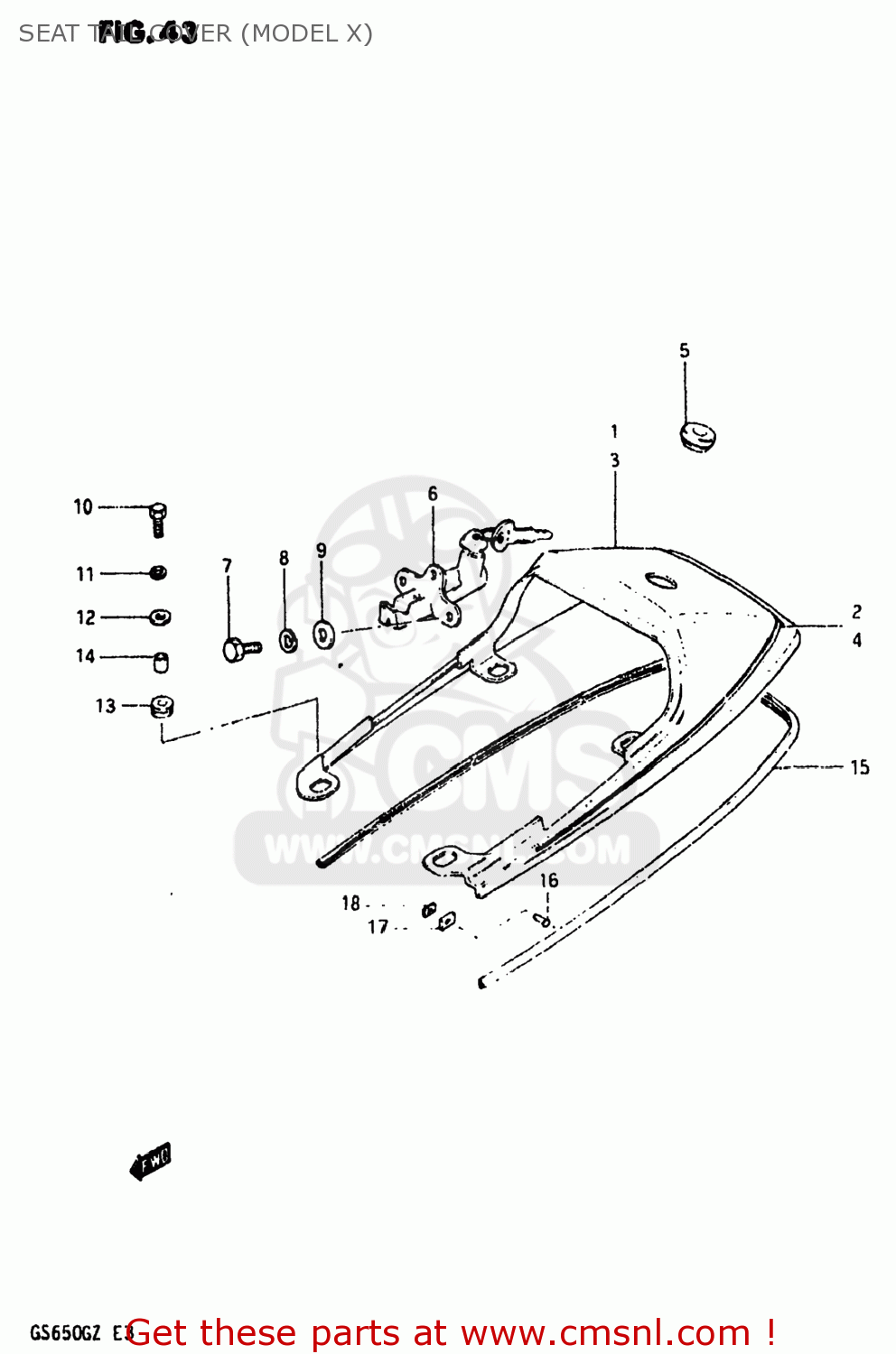 SEAT TAIL COVER (MODEL X) GS650G 1981 (X) USA (E03)