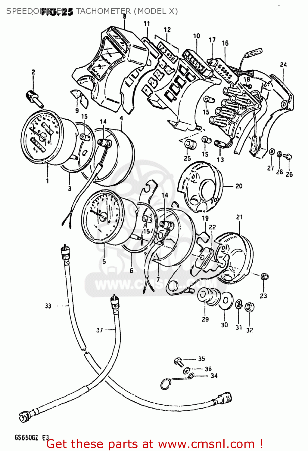 SPEEDOMETER - TACHOMETER (MODEL X) GS650G 1981 (X) USA (E03)