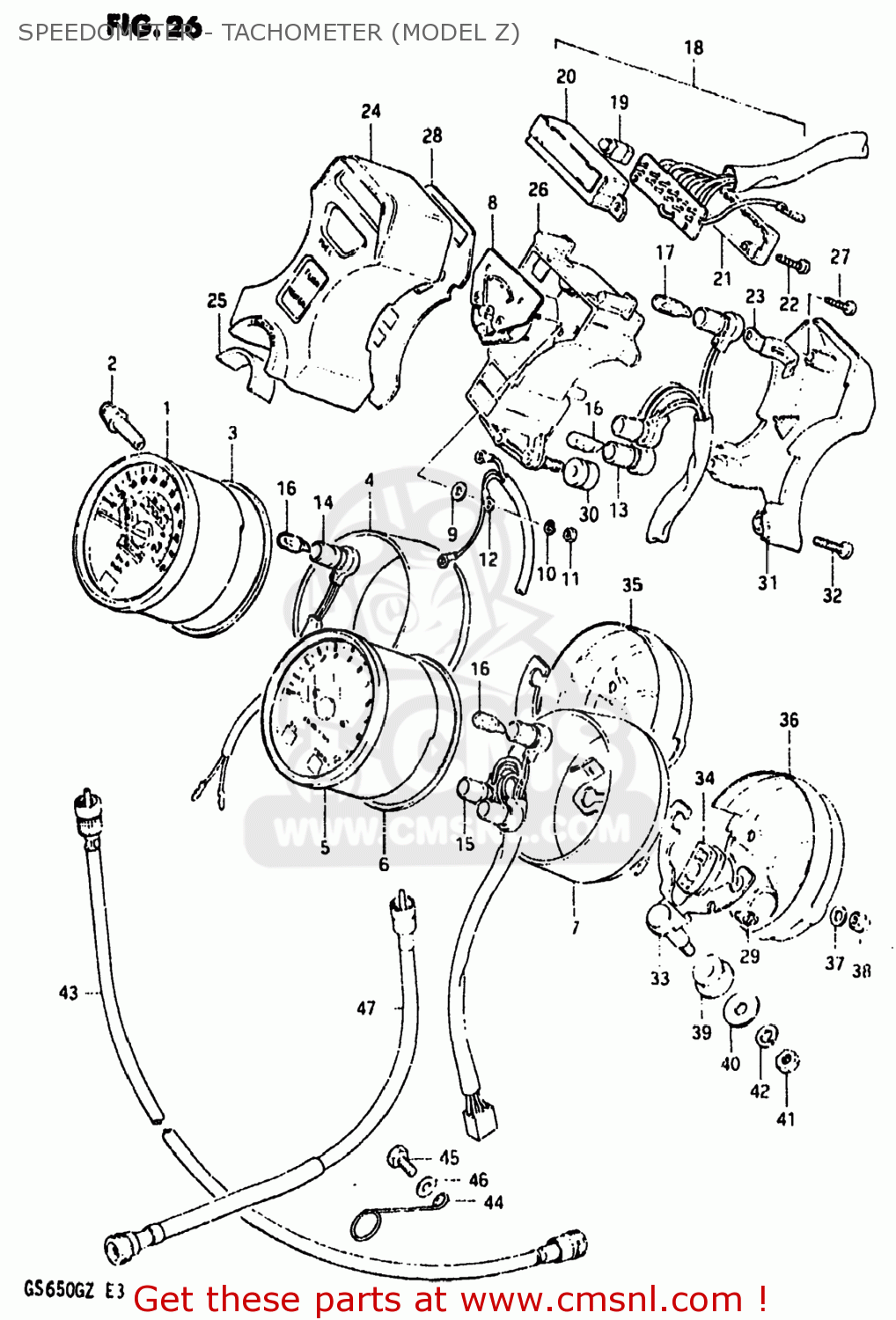 SPEEDOMETER - TACHOMETER (MODEL Z) GS650G 1981 (X) USA (E03)