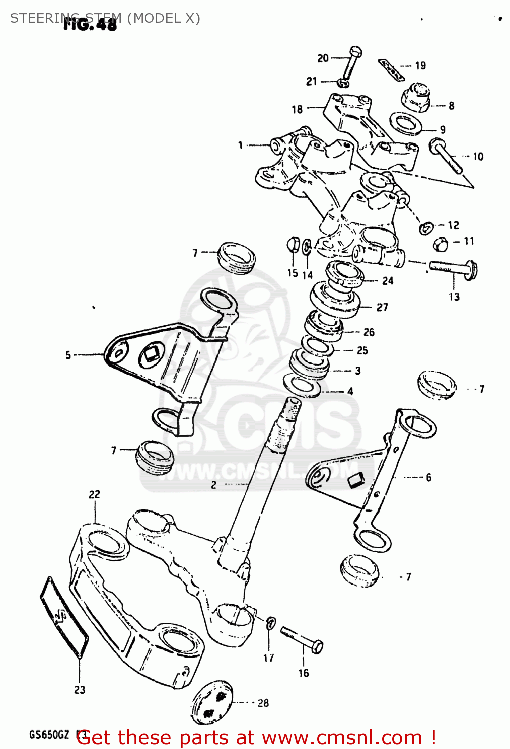 STEERING STEM (MODEL X) GS650G 1981 (X) USA (E03)