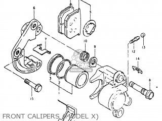 FRONT CALIPERS (MODEL X) - GS650G 1981 (X) USA (E03)
