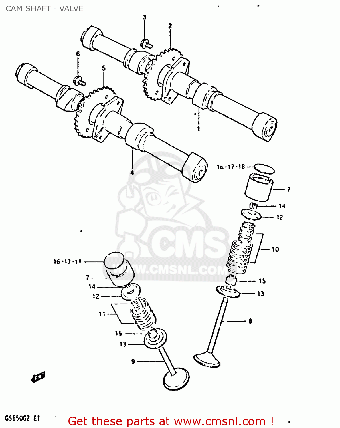 CAM SHAFT - VALVE GS650G 1982 (Z) (E01 E02 E04 E06 E16 E18 E21 E22 E24 E39)