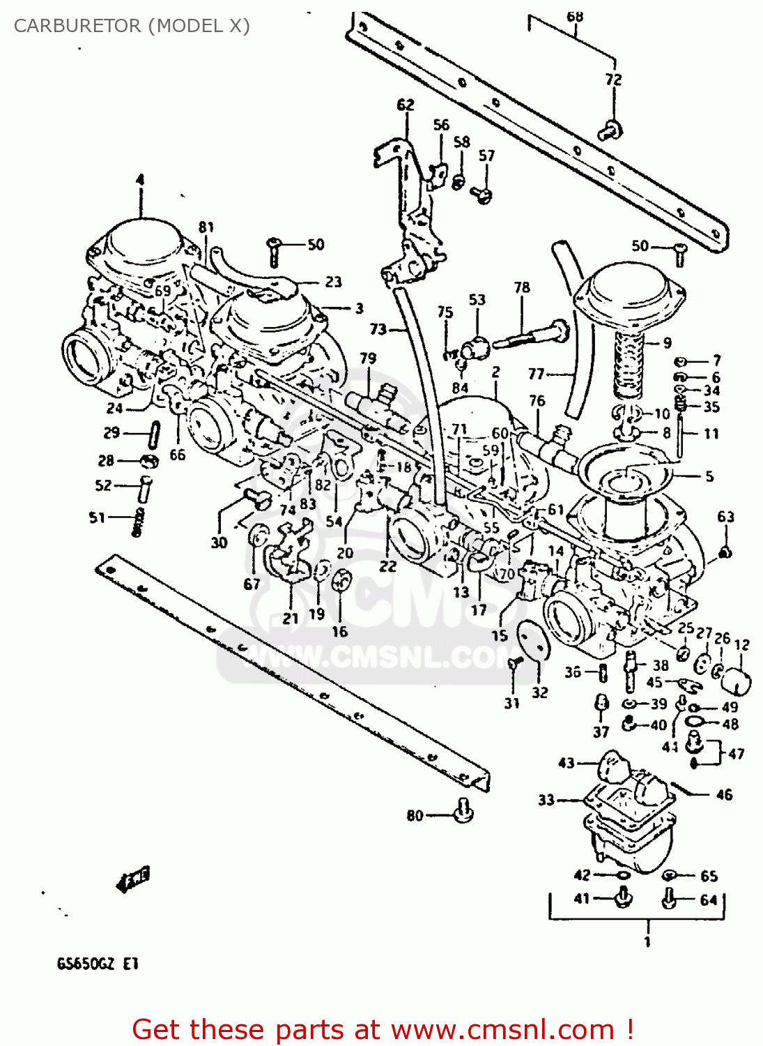 CARBURETOR (MODEL X) GS650G 1982 (Z) (E01 E02 E04 E06 E16 E18 E21 E22 E24 E39)