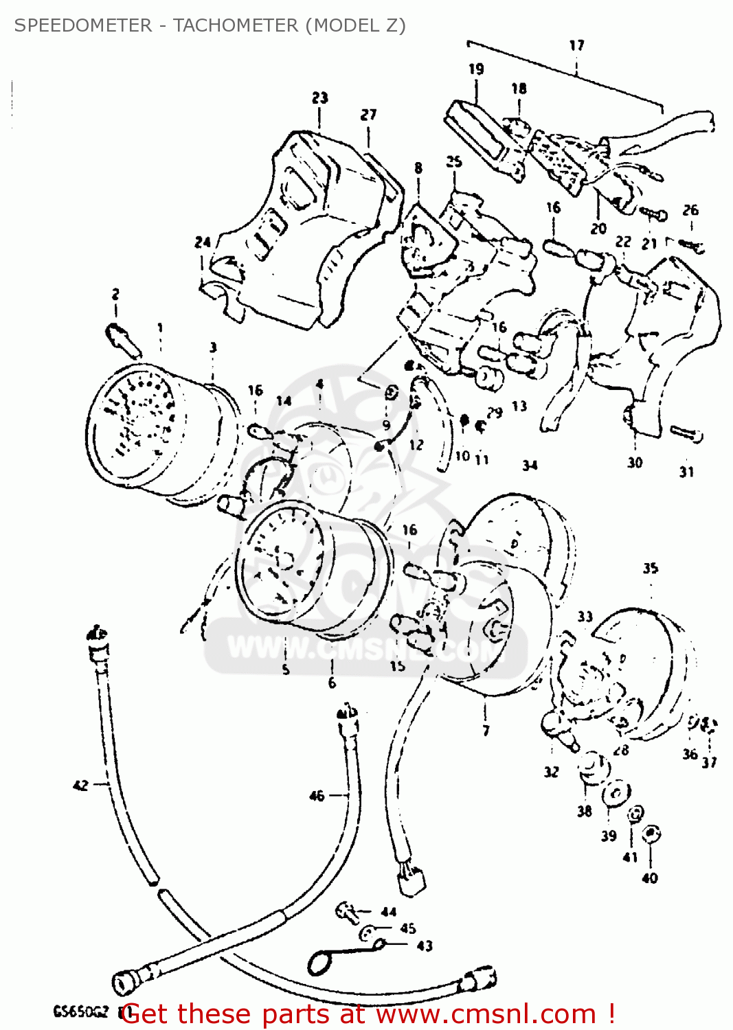 SPEEDOMETER - TACHOMETER (MODEL Z) GS650G 1982 (Z) (E01 E02 E04 E06 E16 E18 E21 E22 E24 E39)