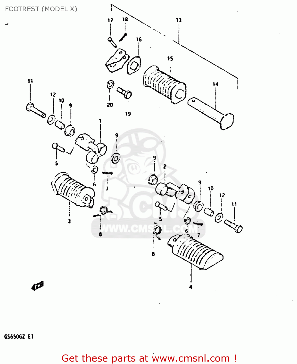 FOOTREST (MODEL X) GS650G 1982 (Z) (E01 E02 E04 E06 E16 E18 E21 E22 E24 E39)