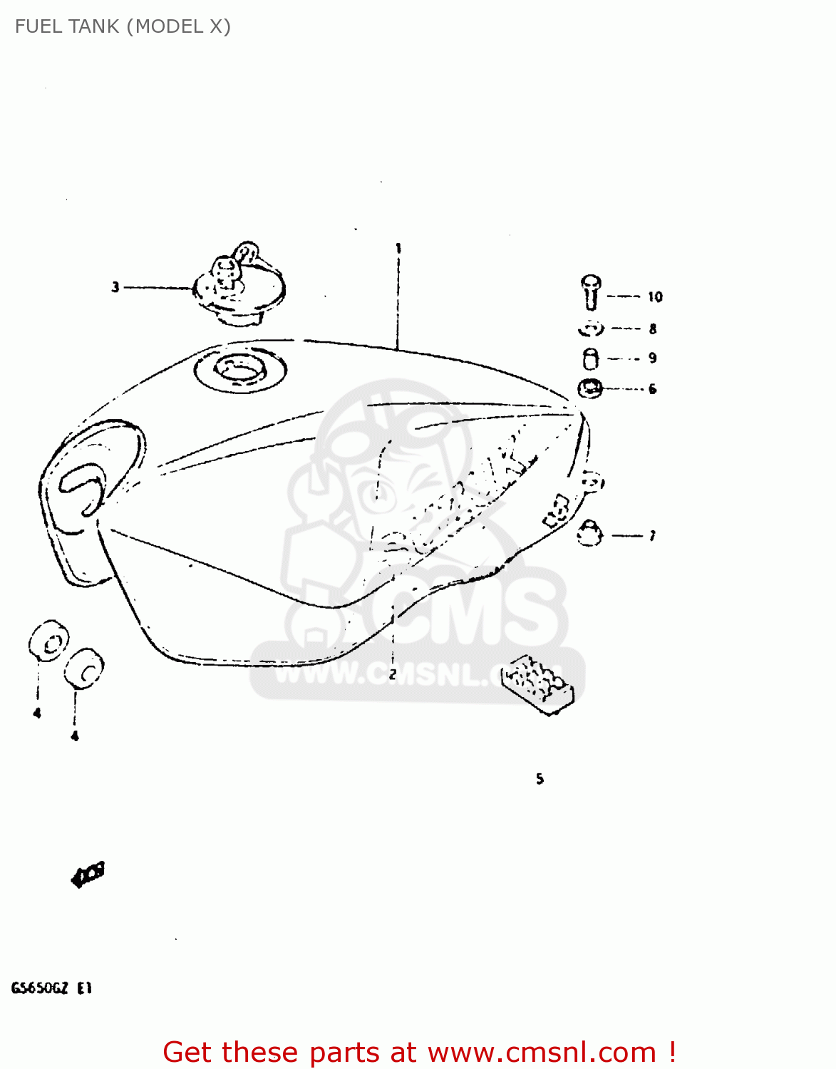 FUEL TANK (MODEL X) GS650G 1982 (Z) (E01 E02 E04 E06 E16 E18 E21 E22 E24 E39)