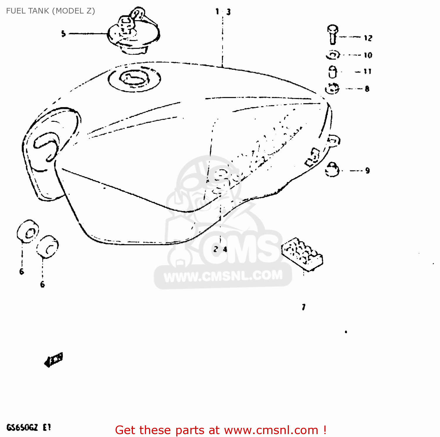 FUEL TANK (MODEL Z) GS650G 1982 (Z) (E01 E02 E04 E06 E16 E18 E21 E22 E24 E39)