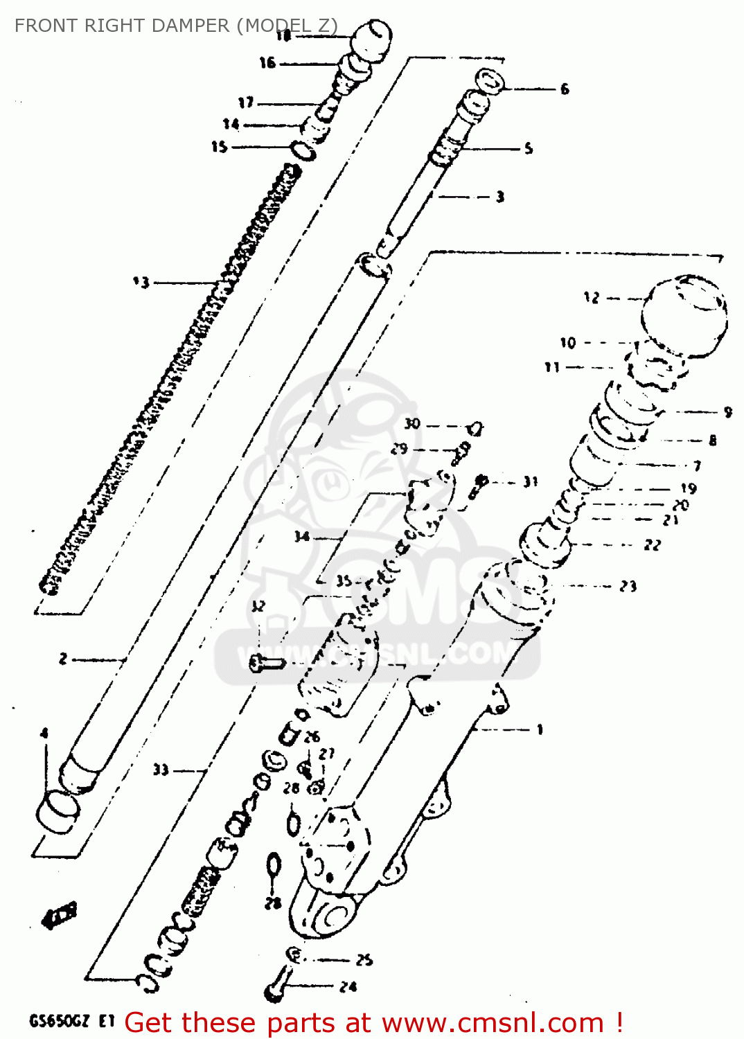 FRONT RIGHT DAMPER (MODEL Z) GS650G 1982 (Z) (E01 E02 E04 E06 E16 E18 E21 E22 E24 E39)