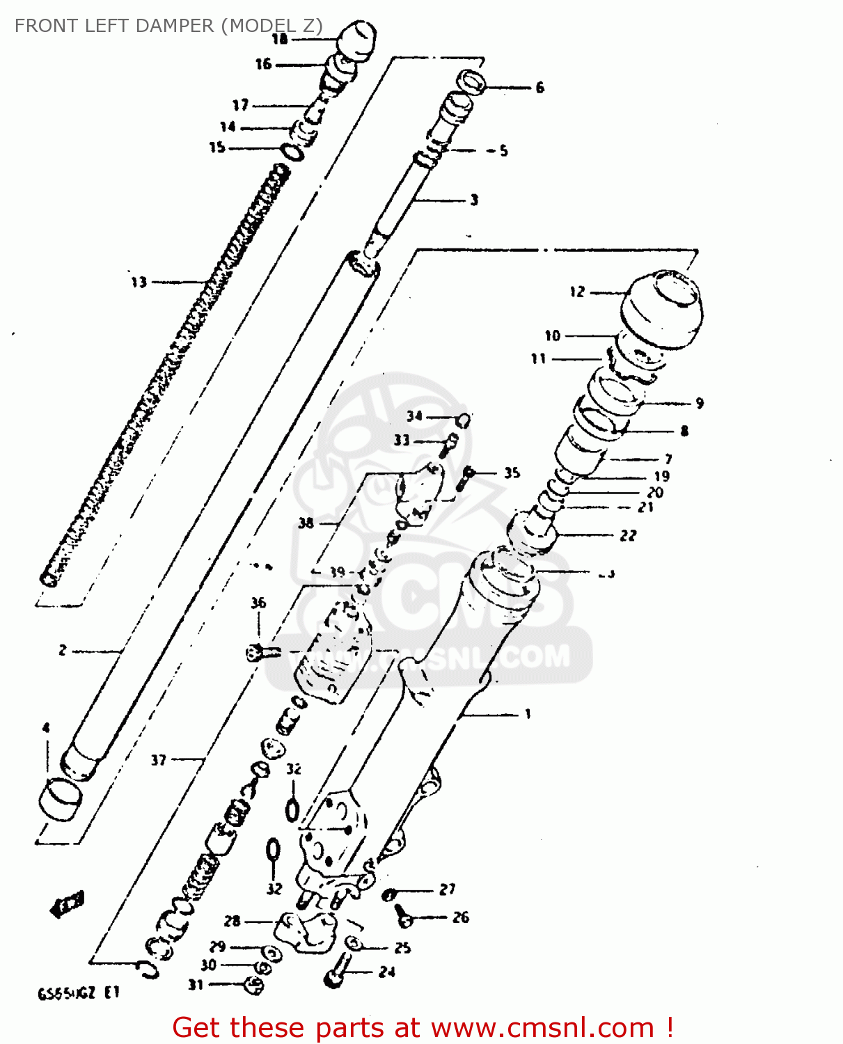 FRONT LEFT DAMPER (MODEL Z) GS650G 1982 (Z) (E01 E02 E04 E06 E16 E18 E21 E22 E24 E39)