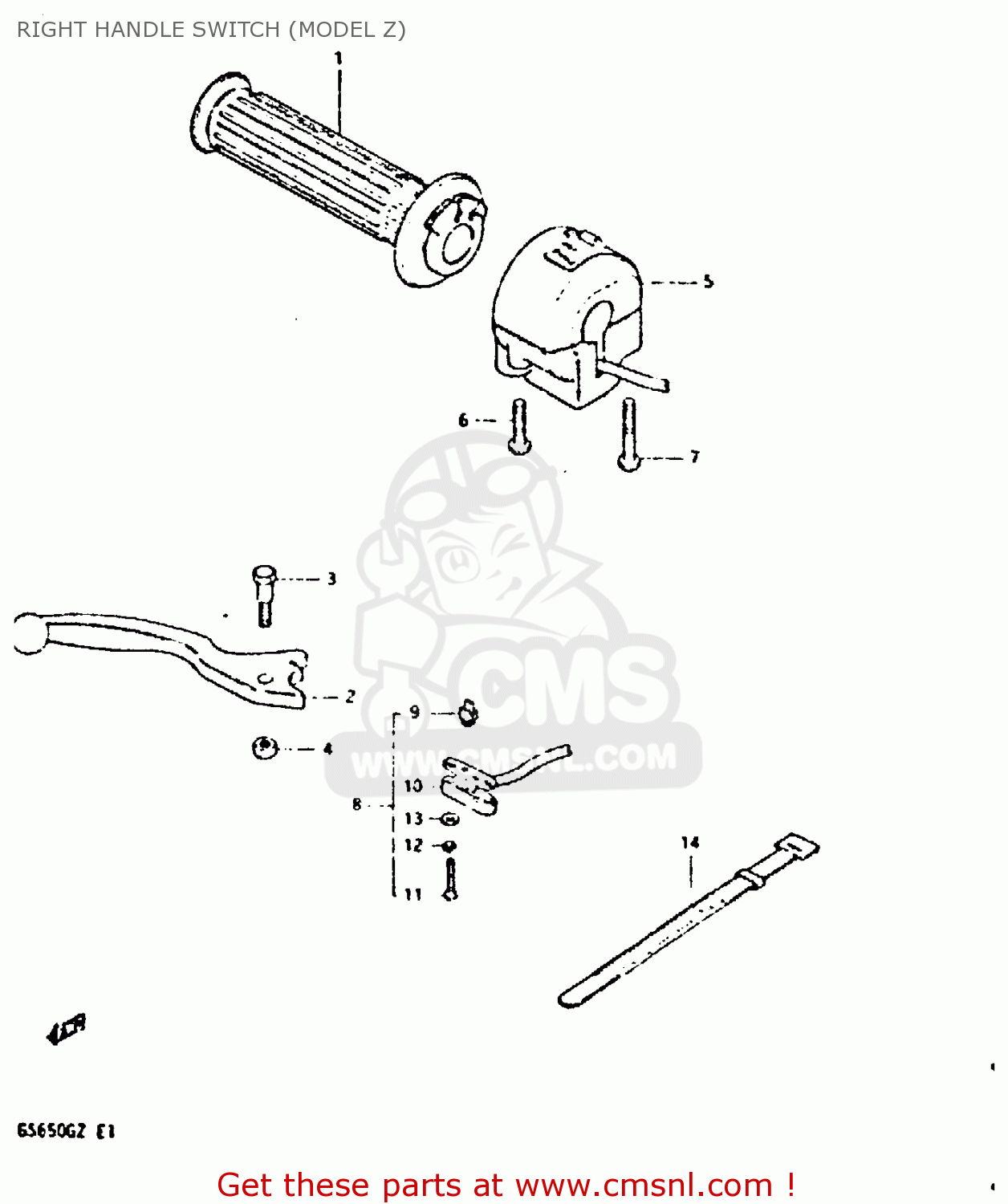 RIGHT HANDLE SWITCH (MODEL Z) GS650G 1982 (Z) (E01 E02 E04 E06 E16 E18 E21 E22 E24 E39)