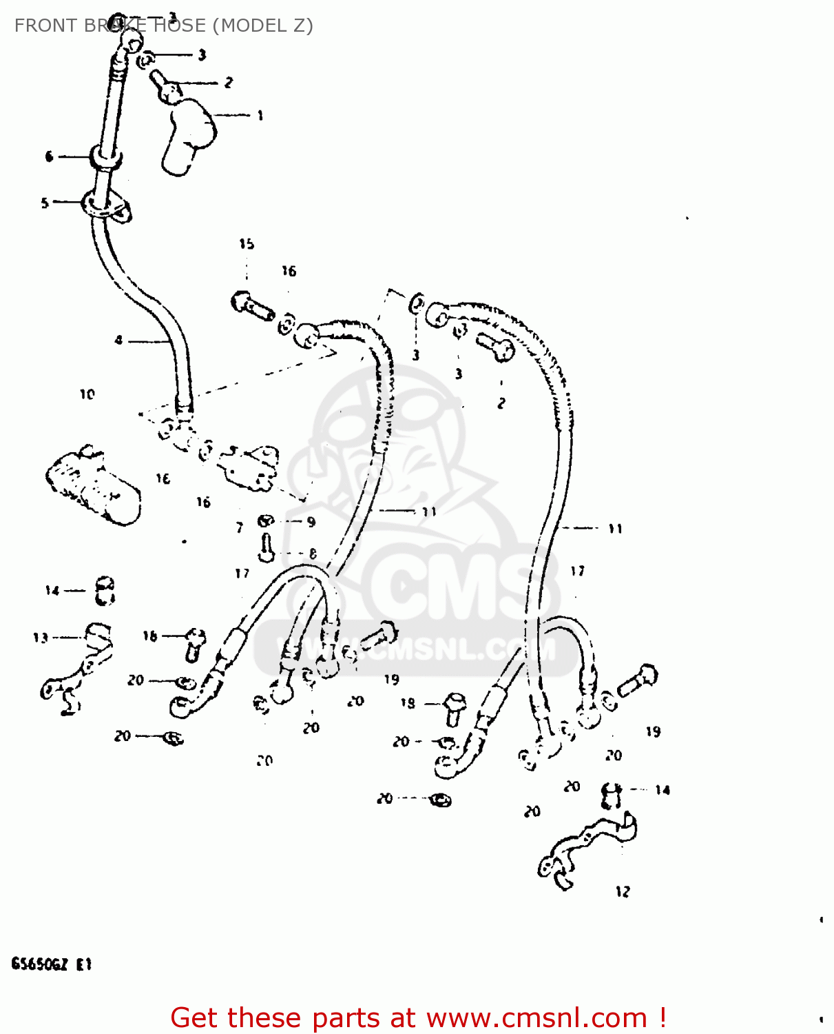FRONT BRAKE HOSE (MODEL Z) GS650G 1982 (Z) (E01 E02 E04 E06 E16 E18 E21 E22 E24 E39)