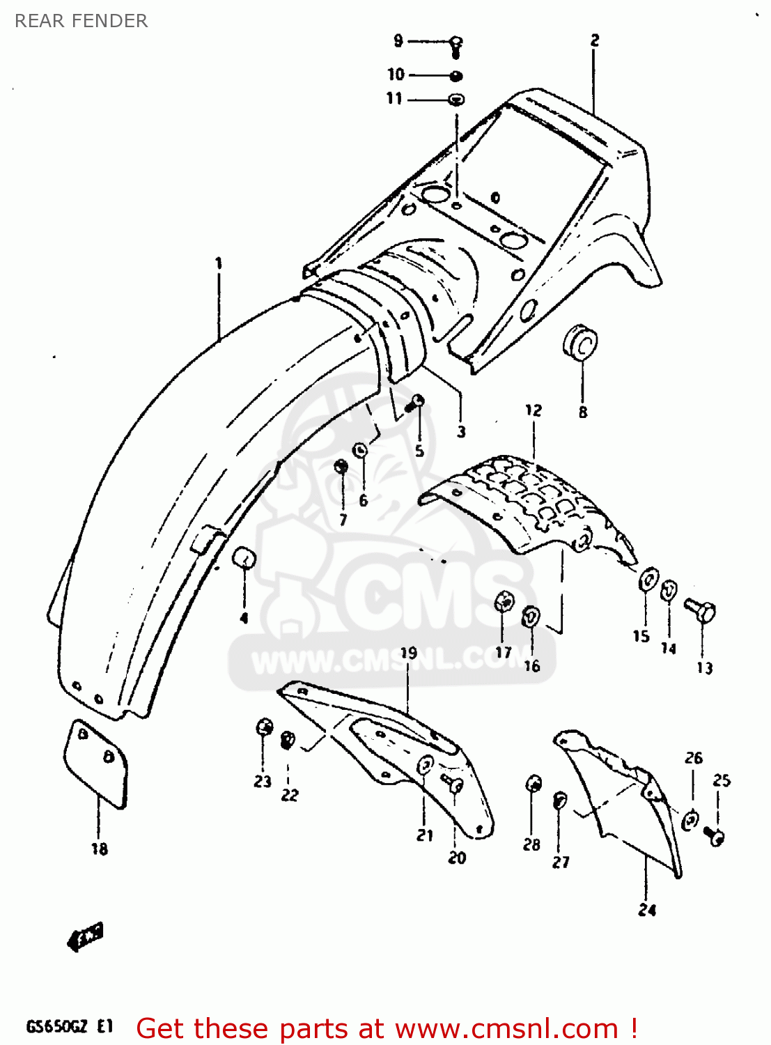 REAR FENDER GS650G 1982 (Z) (E01 E02 E04 E06 E16 E18 E21 E22 E24 E39)