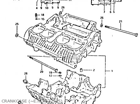 CRANKCASE (~E.NO.122595) - GS650G 1982 (Z) (E01 E02 E04 E06 E16 E18 E21 E22 E24 E39)