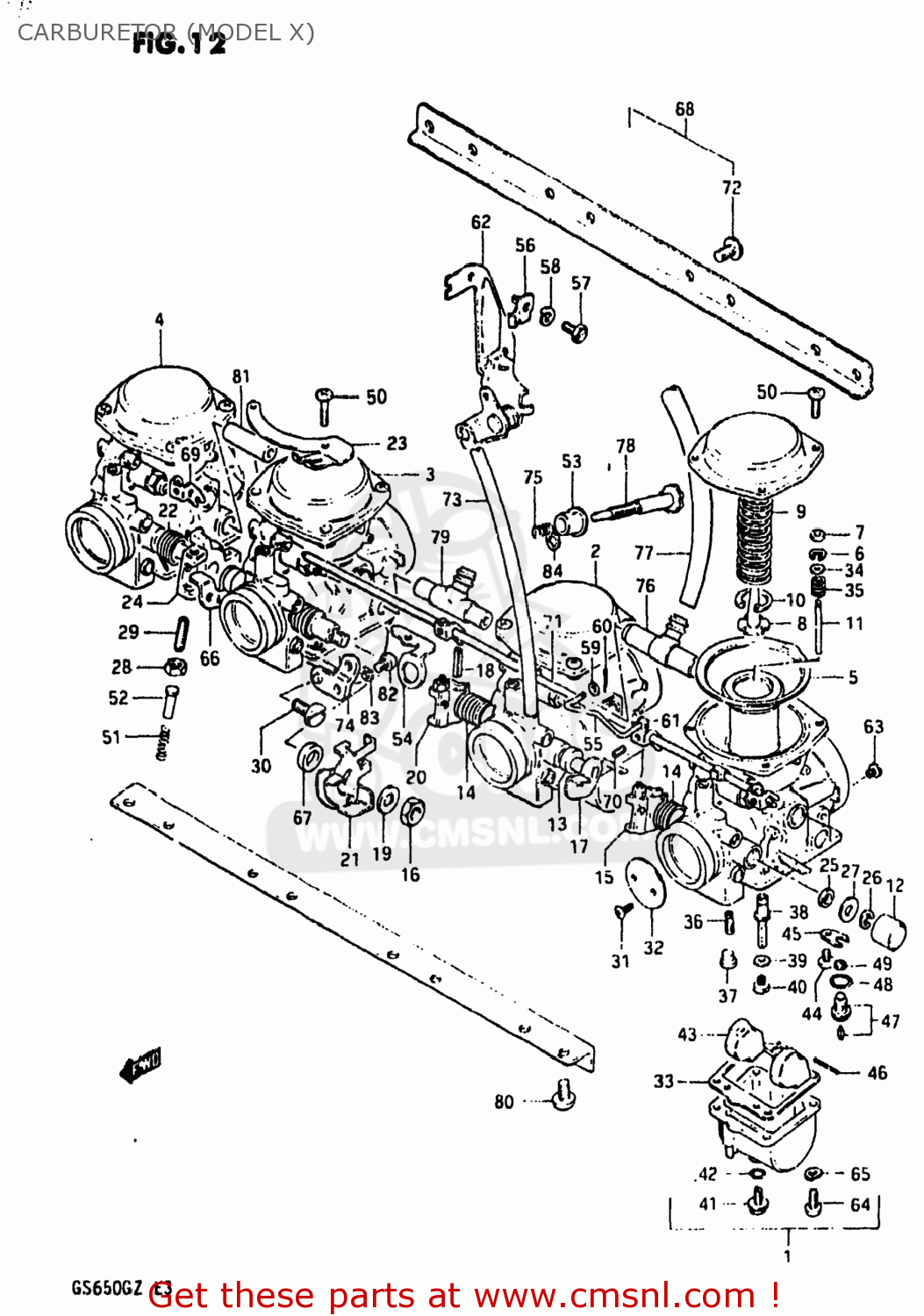 CARBURETOR (MODEL X) GS650G 1982 (Z) USA (E03)