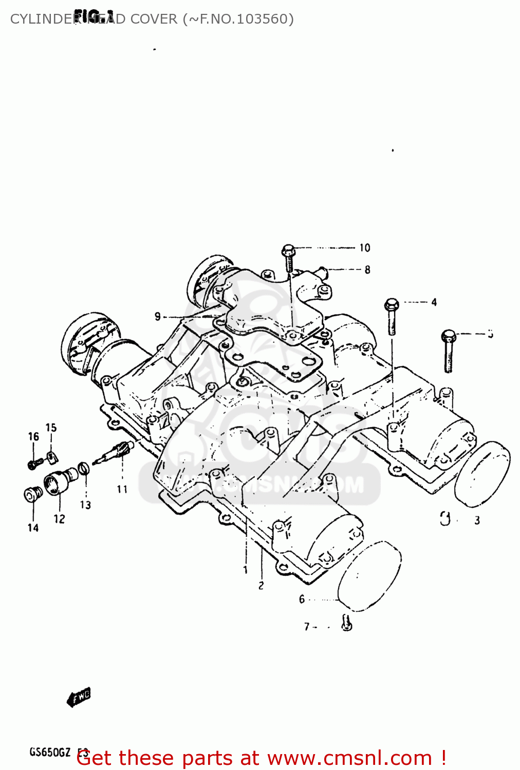 CYLINDER HEAD COVER (~F.NO.103560) GS650G 1982 (Z) USA (E03)