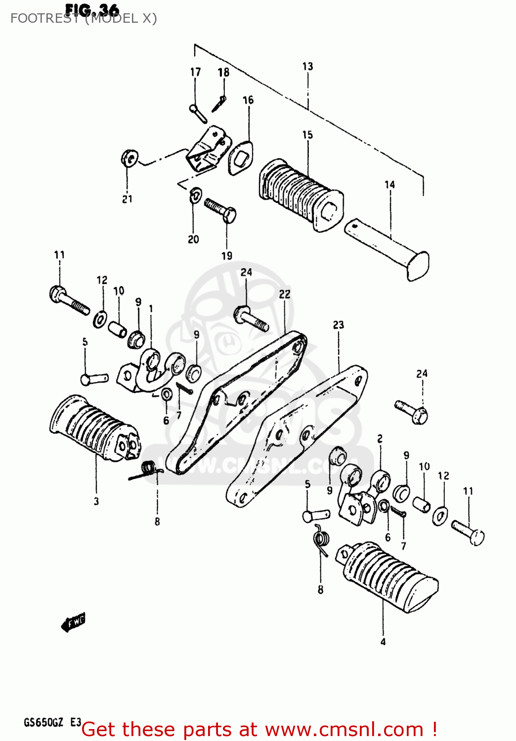 FOOTREST (MODEL X) GS650G 1982 (Z) USA (E03)