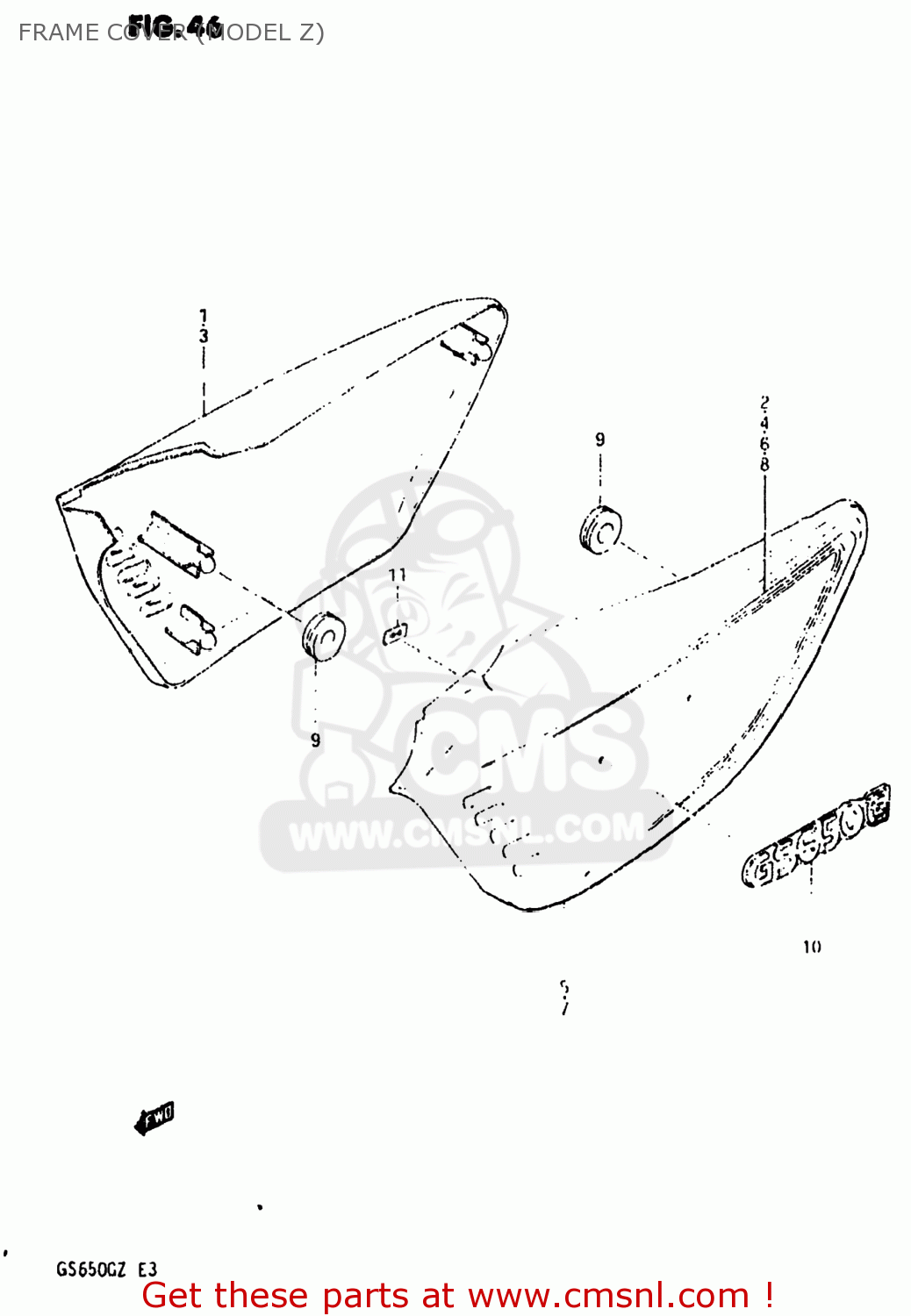 FRAME COVER (MODEL Z) GS650G 1982 (Z) USA (E03)