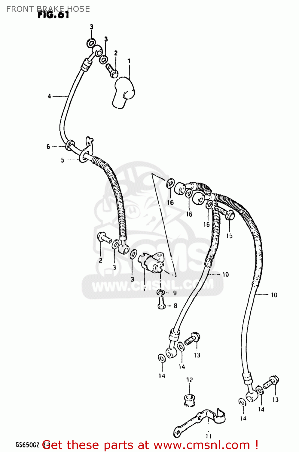 FRONT BRAKE HOSE GS650G 1982 (Z) USA (E03)
