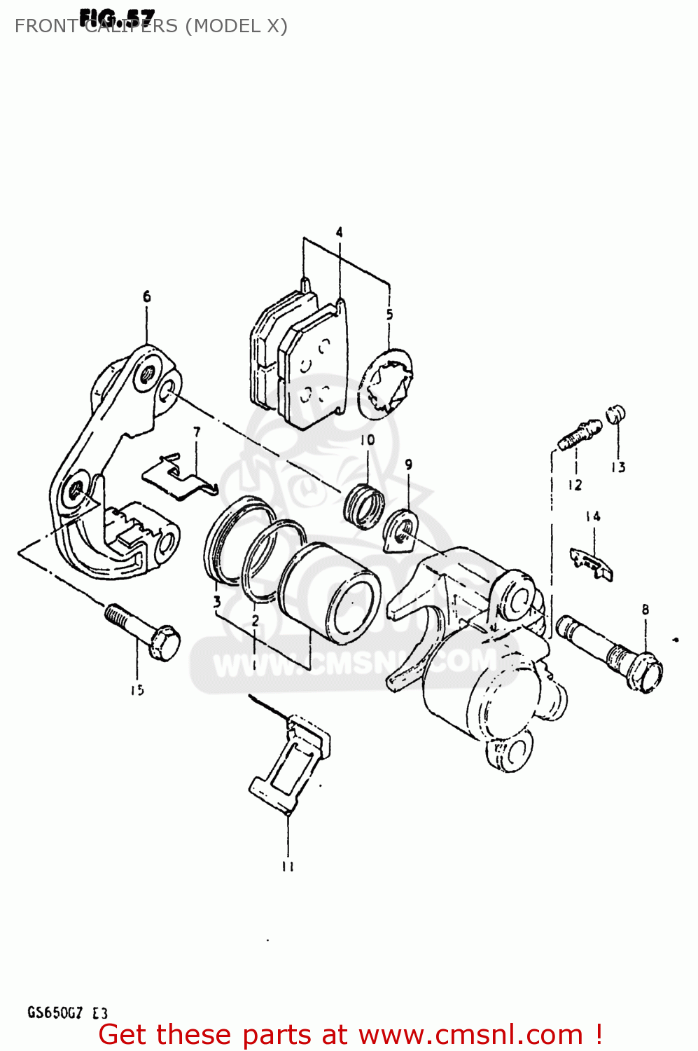 FRONT CALIPERS (MODEL X) GS650G 1982 (Z) USA (E03)