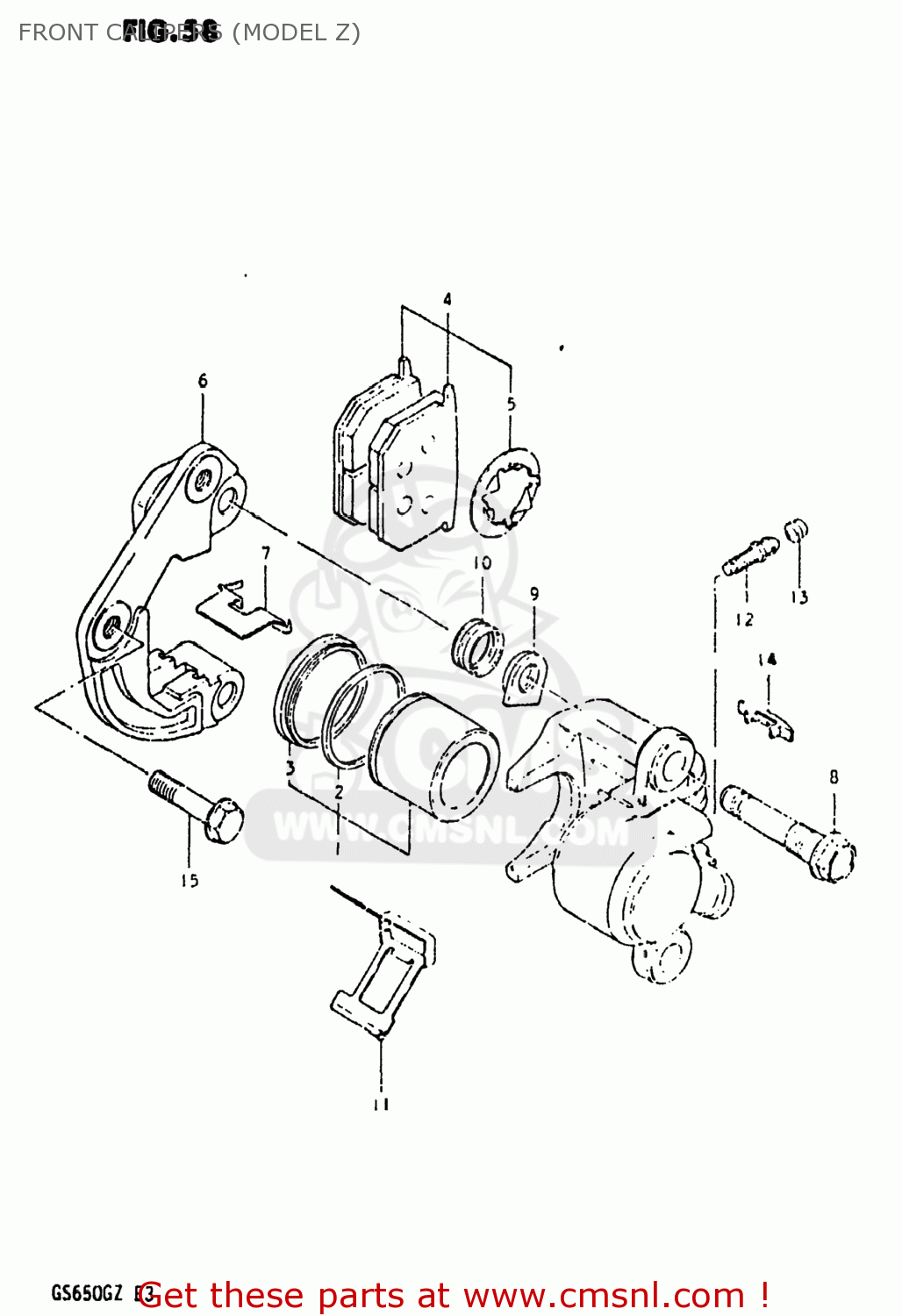 FRONT CALIPERS (MODEL Z) GS650G 1982 (Z) USA (E03)