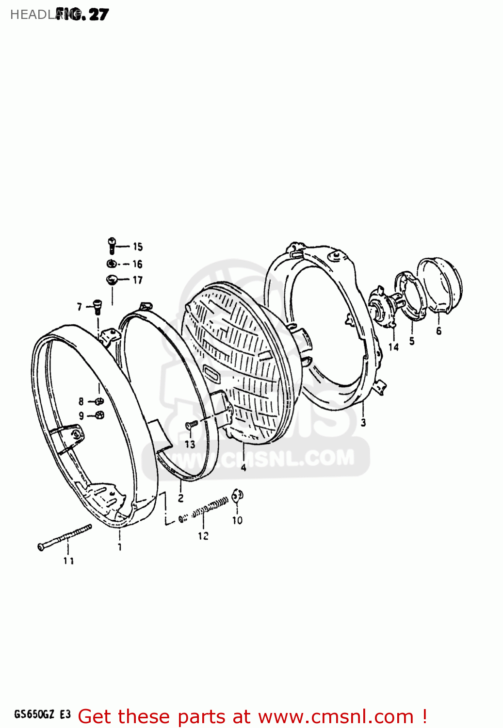 HEADLAMP GS650G 1982 (Z) USA (E03)