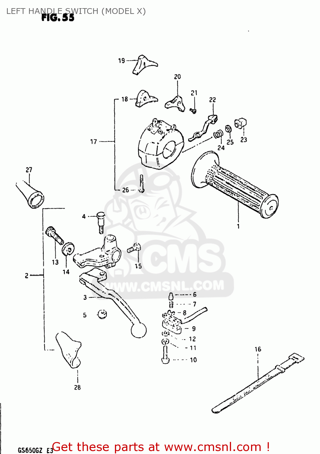 LEFT HANDLE SWITCH (MODEL X) GS650G 1982 (Z) USA (E03)