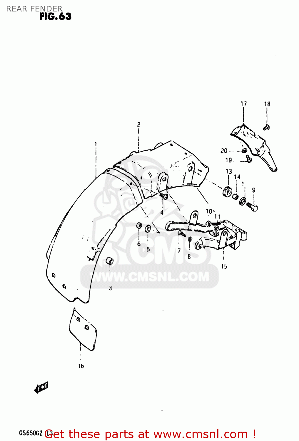 REAR FENDER GS650G 1982 (Z) USA (E03)