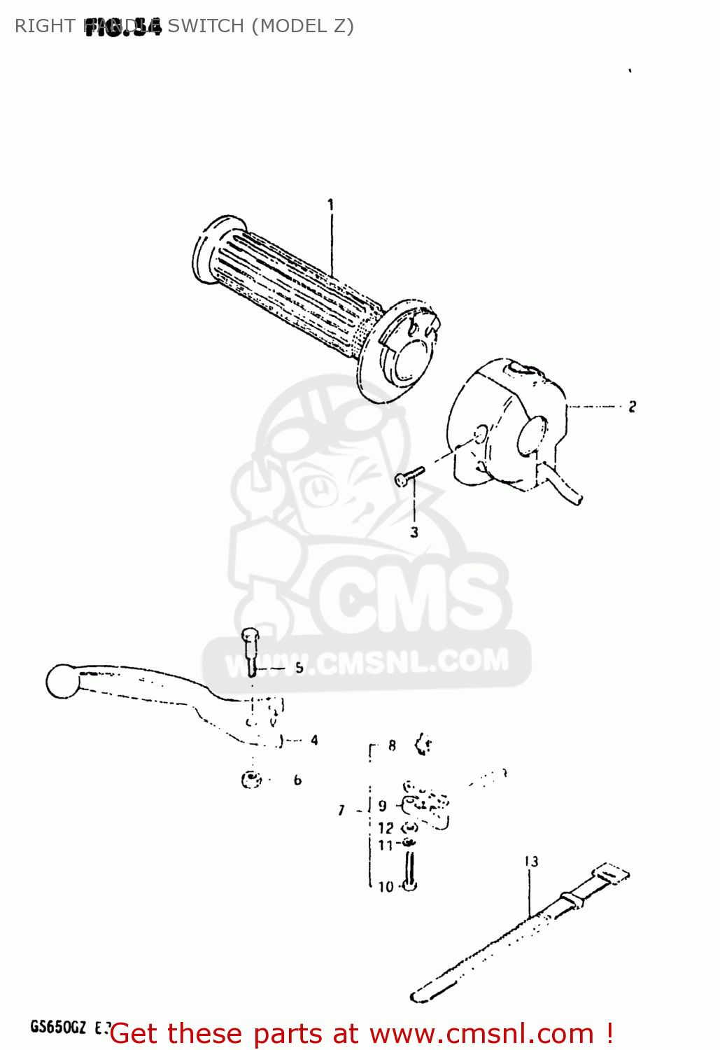 RIGHT HANDLE SWITCH (MODEL Z) GS650G 1982 (Z) USA (E03)