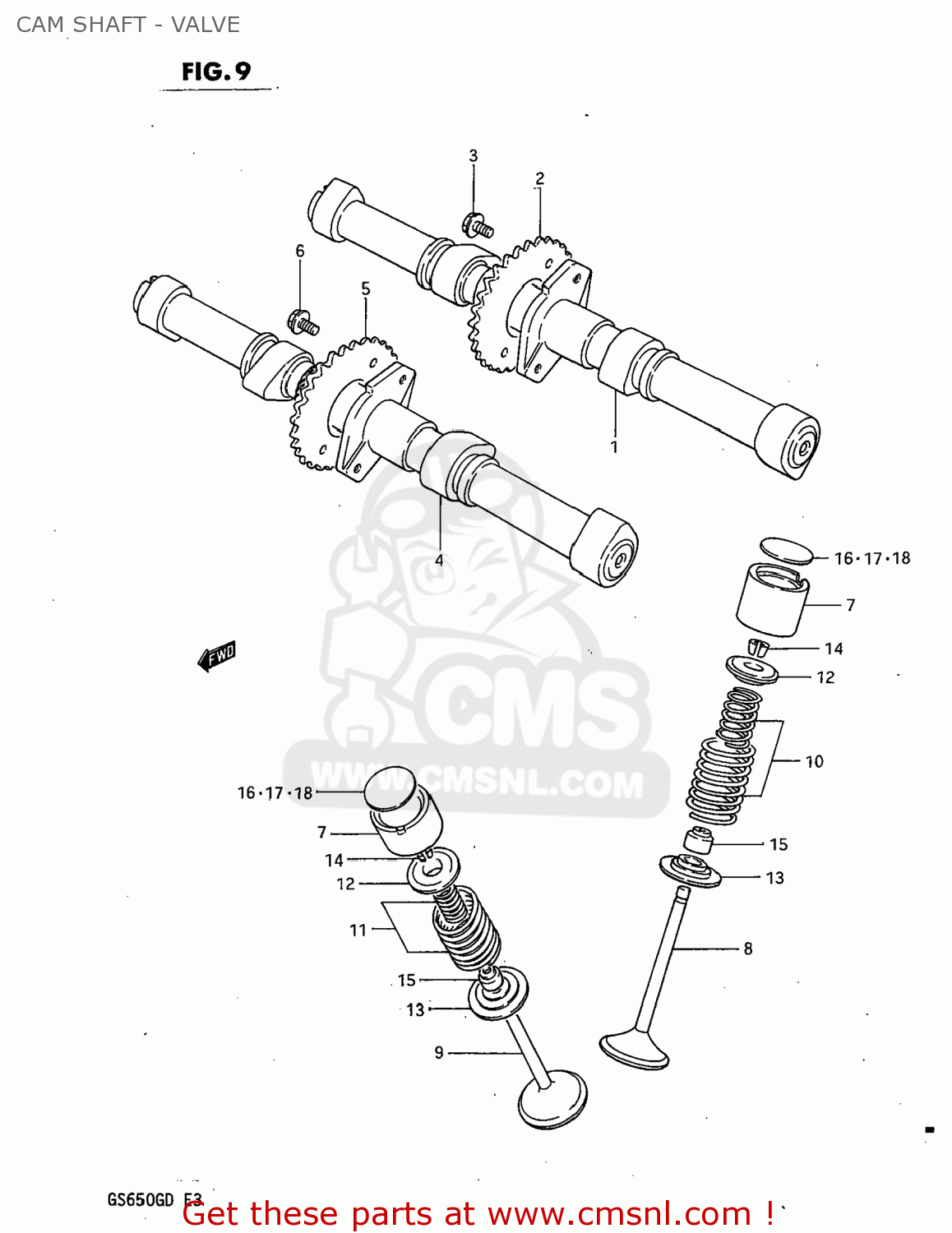 CAM SHAFT - VALVE GS650G 1983 (D) USA (E03)