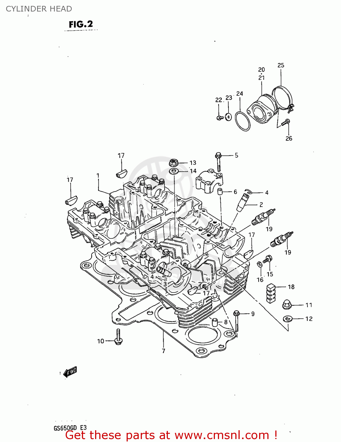CYLINDER HEAD GS650G 1983 (D) USA (E03)