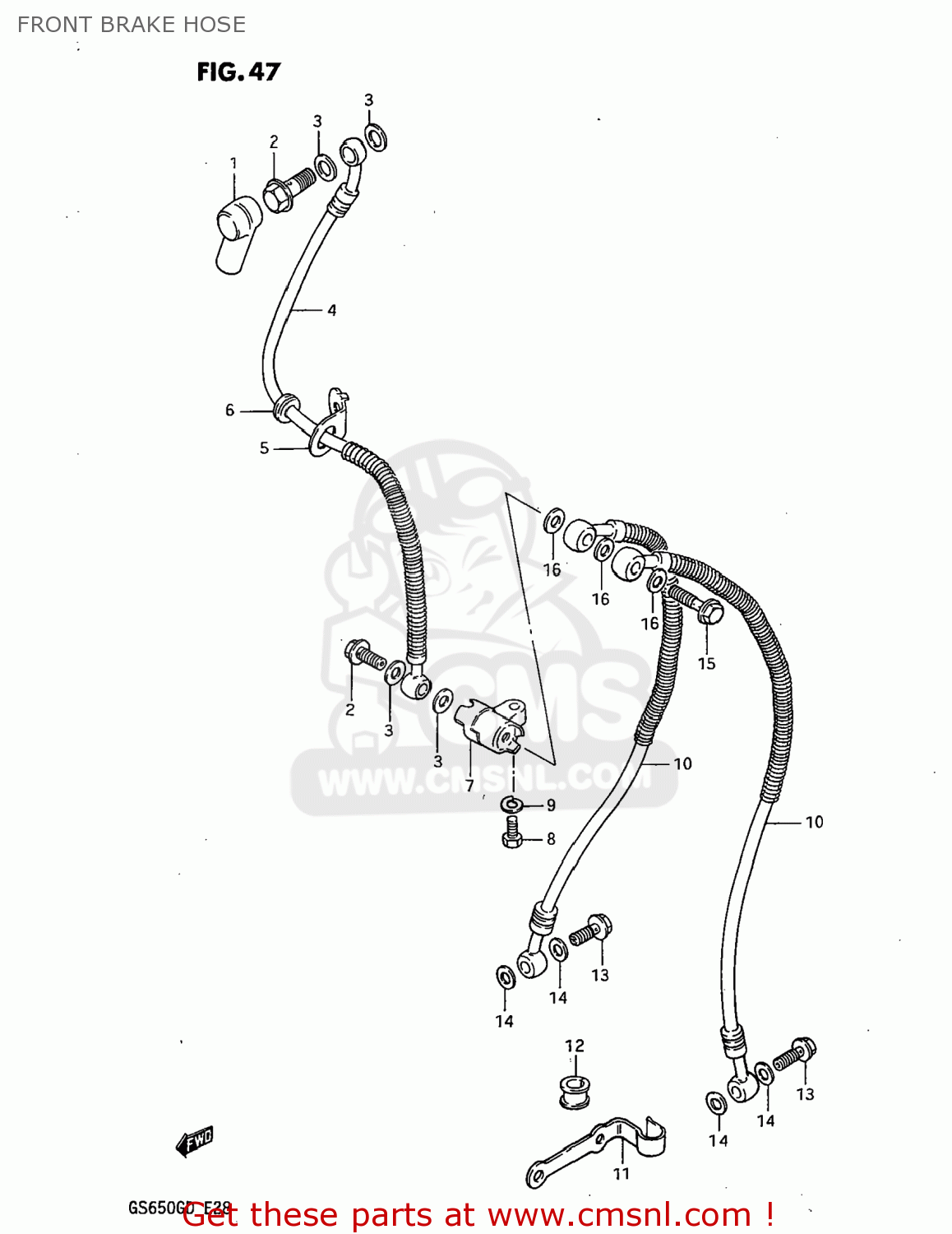 FRONT BRAKE HOSE GS650G 1983 (D) USA (E03)