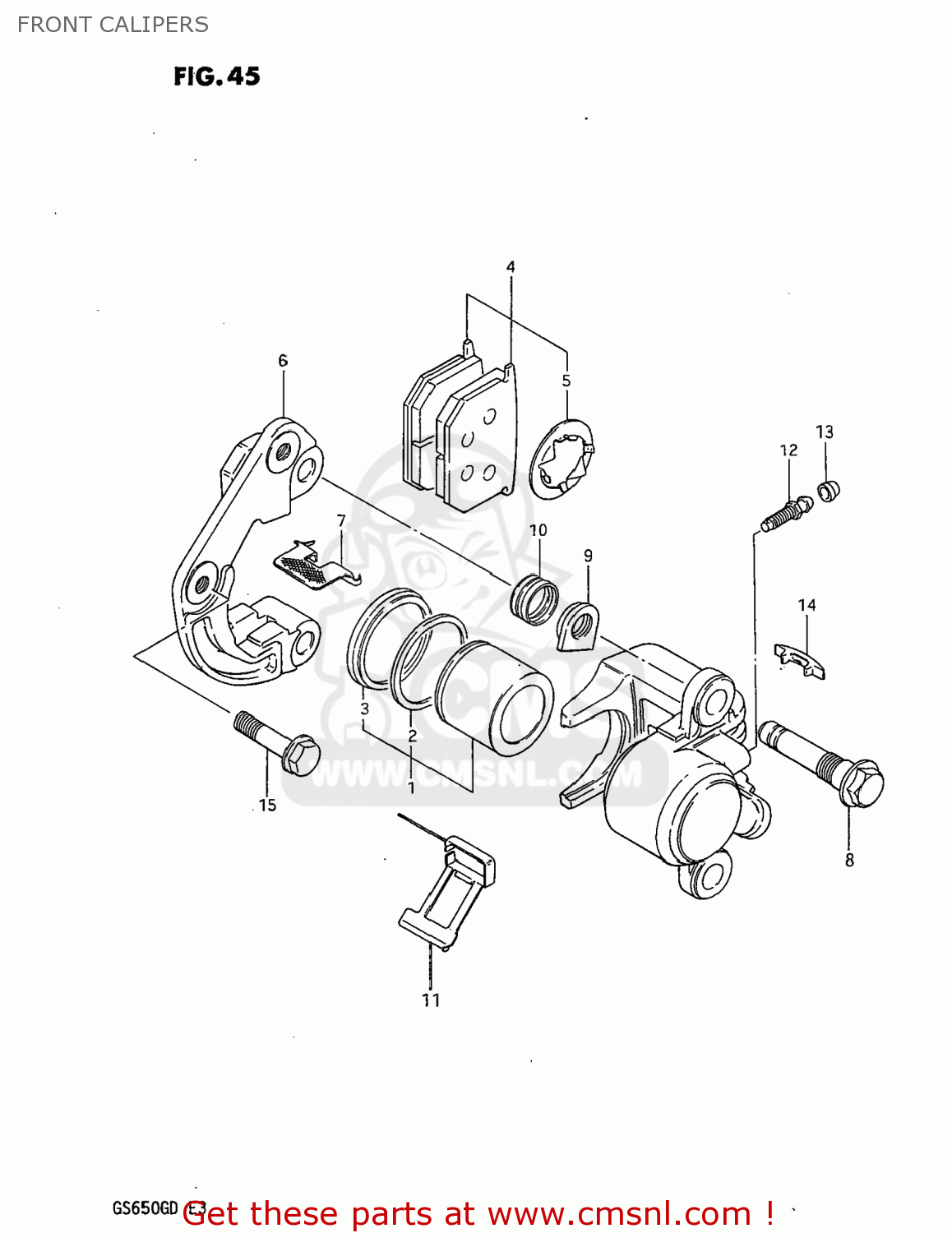 FRONT CALIPERS GS650G 1983 (D) USA (E03)