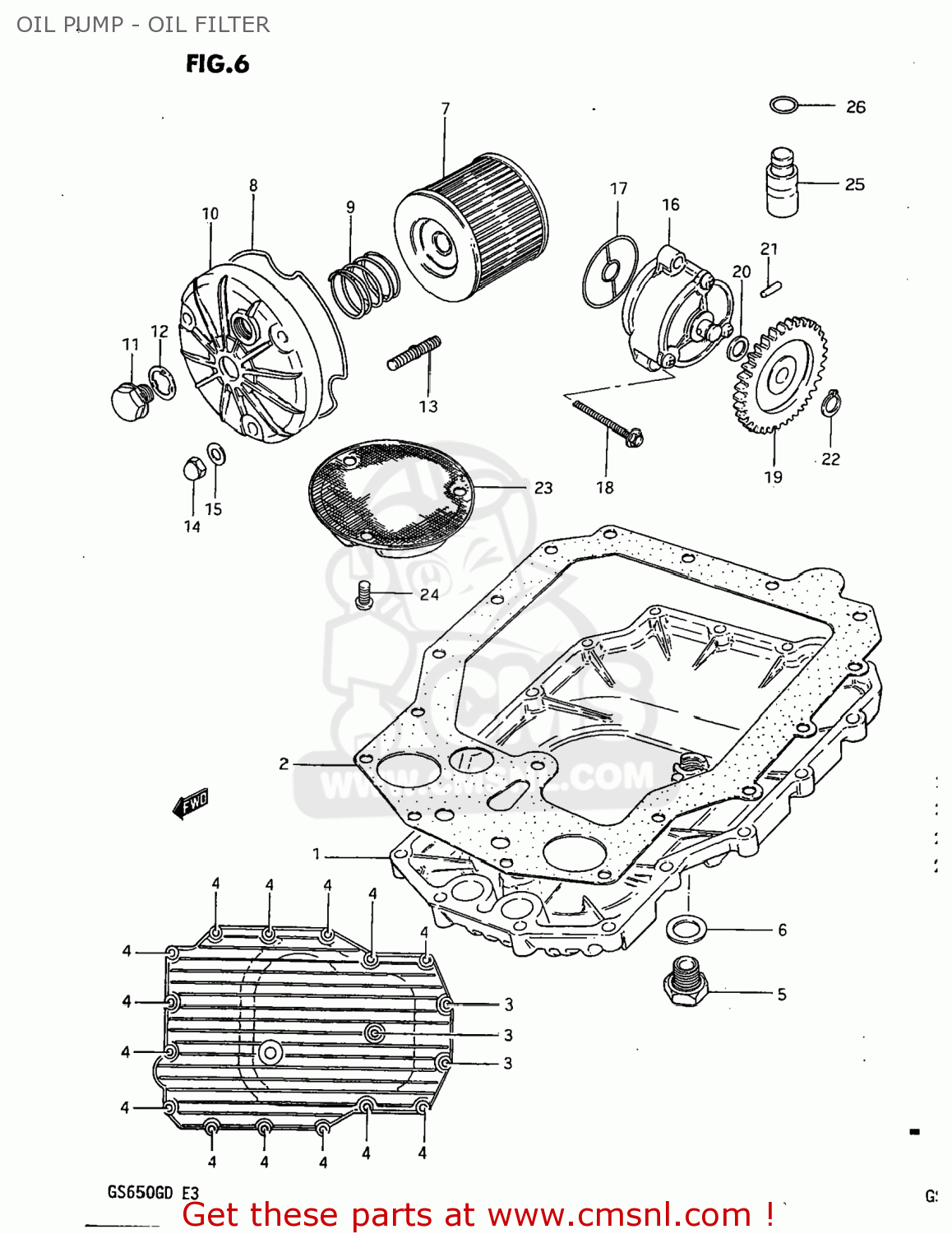 OIL PUMP - OIL FILTER GS650G 1983 (D) USA (E03)