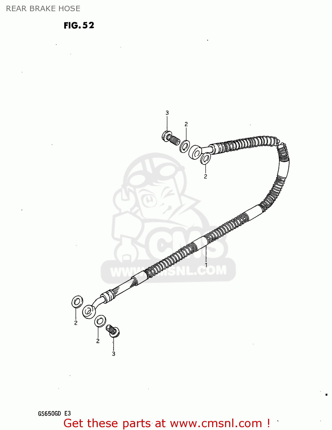 REAR BRAKE HOSE GS650G 1983 (D) USA (E03)