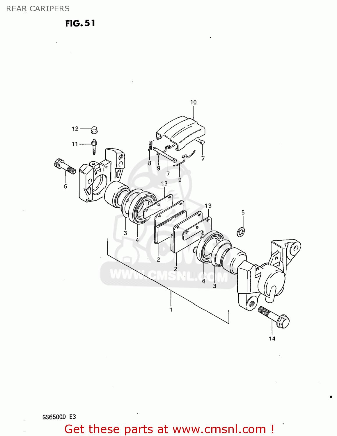 REAR CARIPERS GS650G 1983 (D) USA (E03)