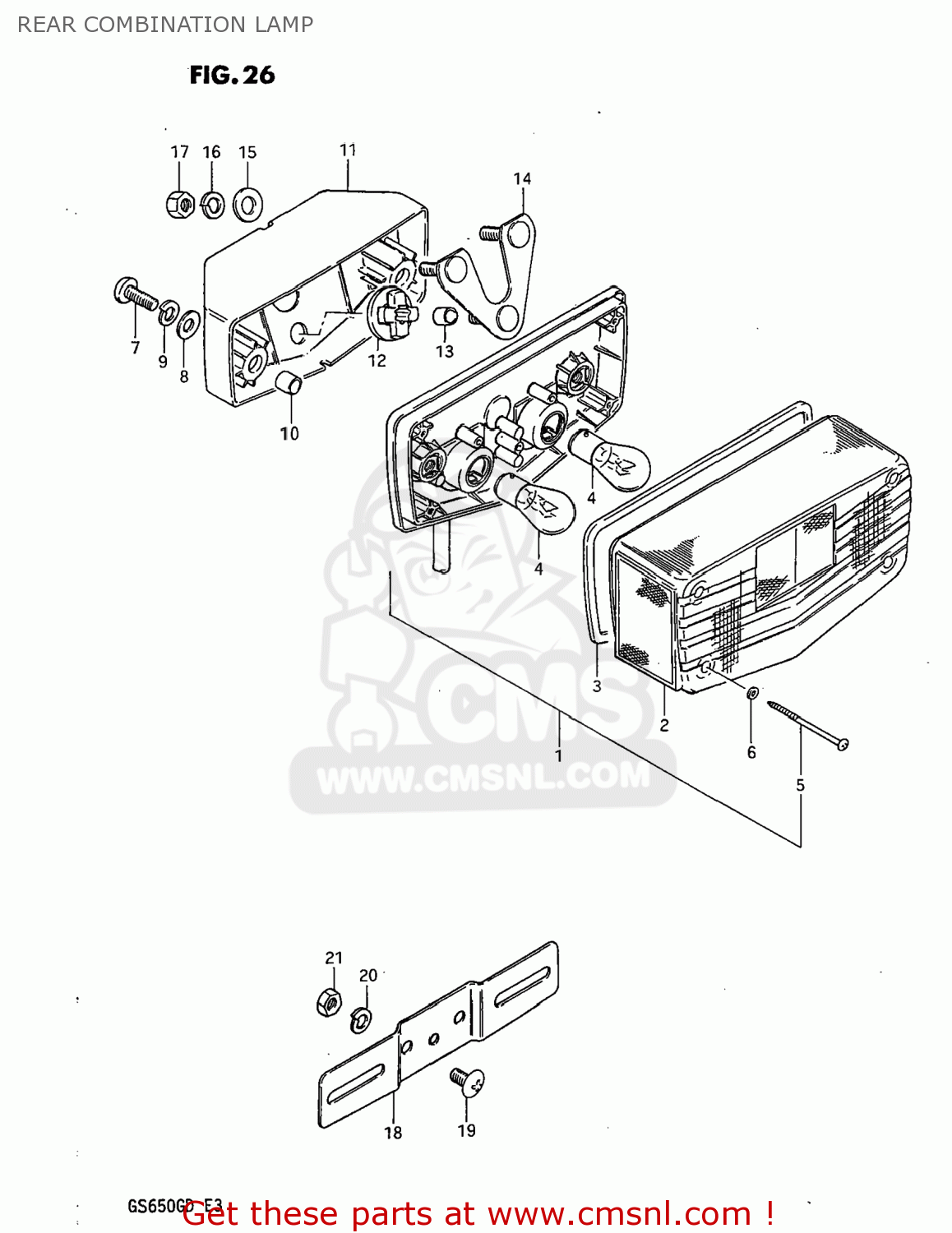 REAR COMBINATION LAMP GS650G 1983 (D) USA (E03)