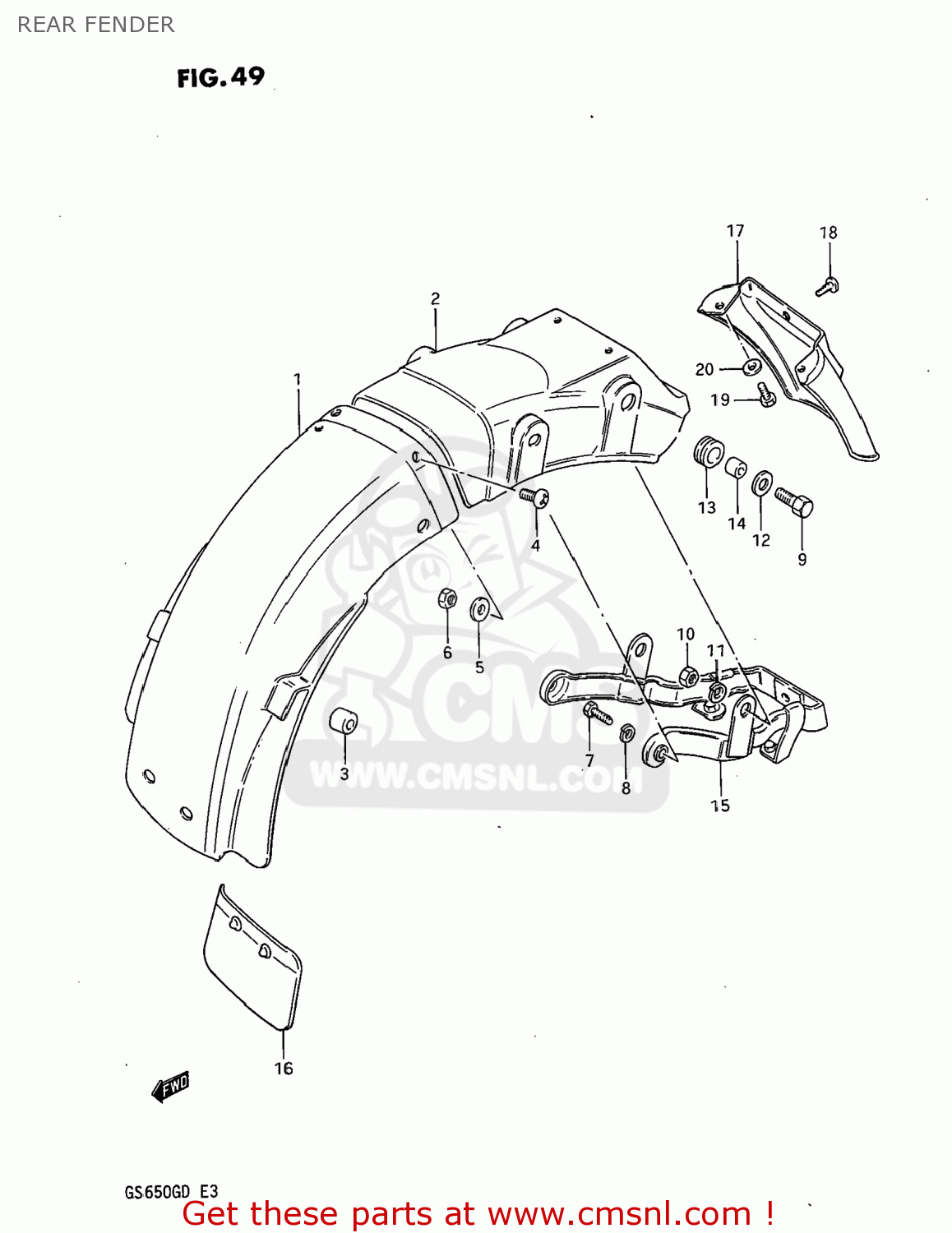 REAR FENDER GS650G 1983 (D) USA (E03)