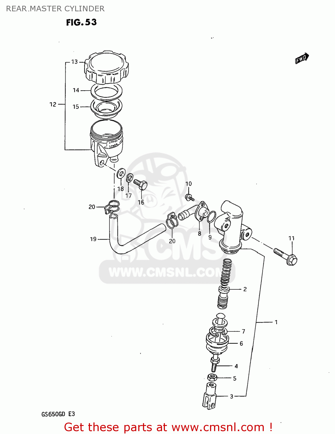 REAR MASTER CYLINDER GS650G 1983 (D) USA (E03)