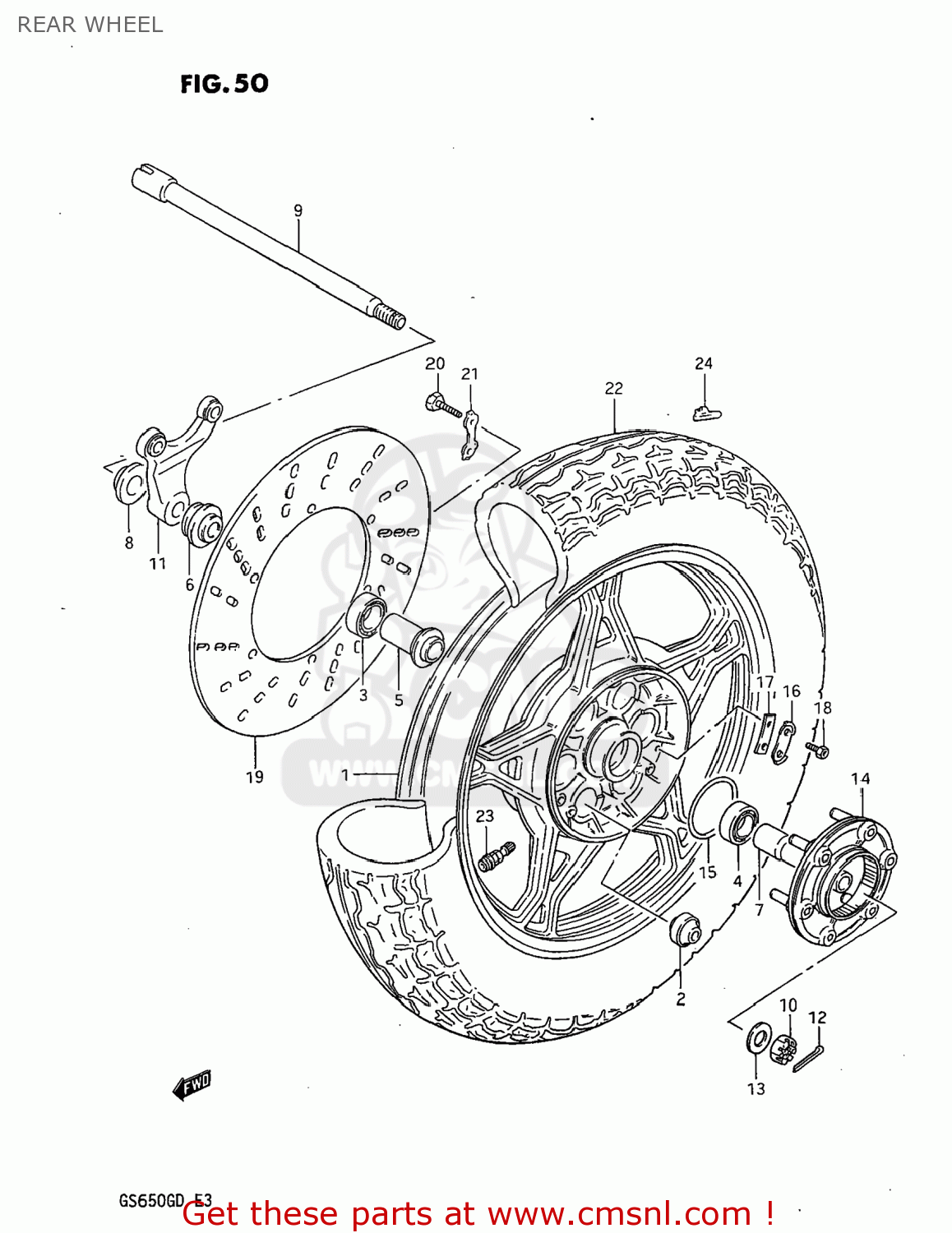 REAR WHEEL GS650G 1983 (D) USA (E03)
