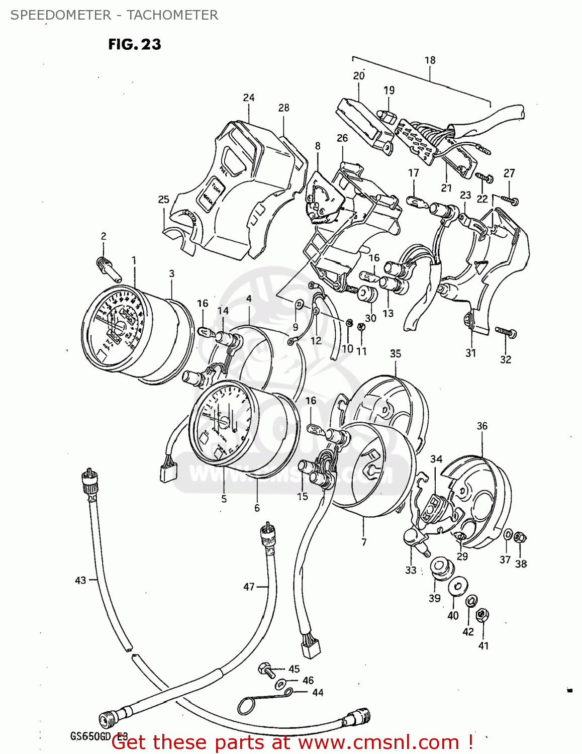 SPEEDOMETER - TACHOMETER GS650G 1983 (D) USA (E03)