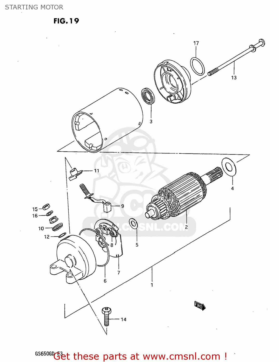 STARTING MOTOR GS650G 1983 (D) USA (E03)