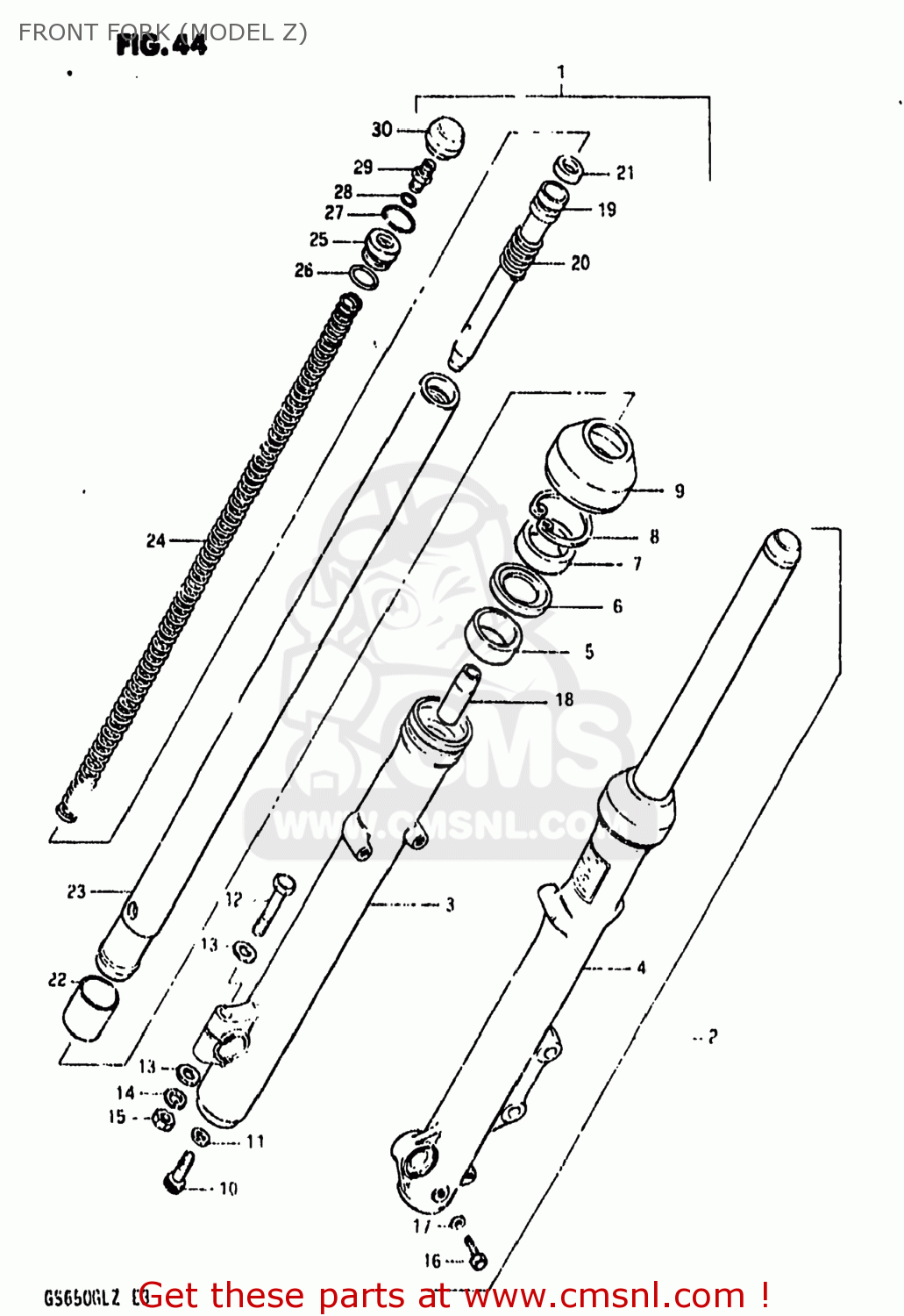 FRONT FORK (MODEL Z) GS650GL 1981 (X) USA (E03)