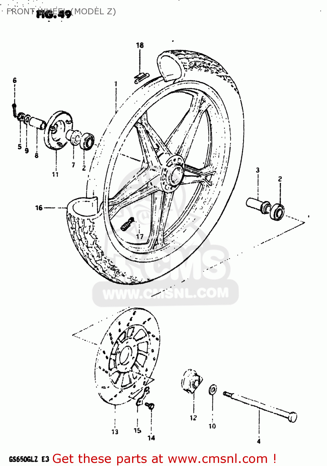 FRONT WHEEL (MODEL Z) GS650GL 1981 (X) USA (E03)