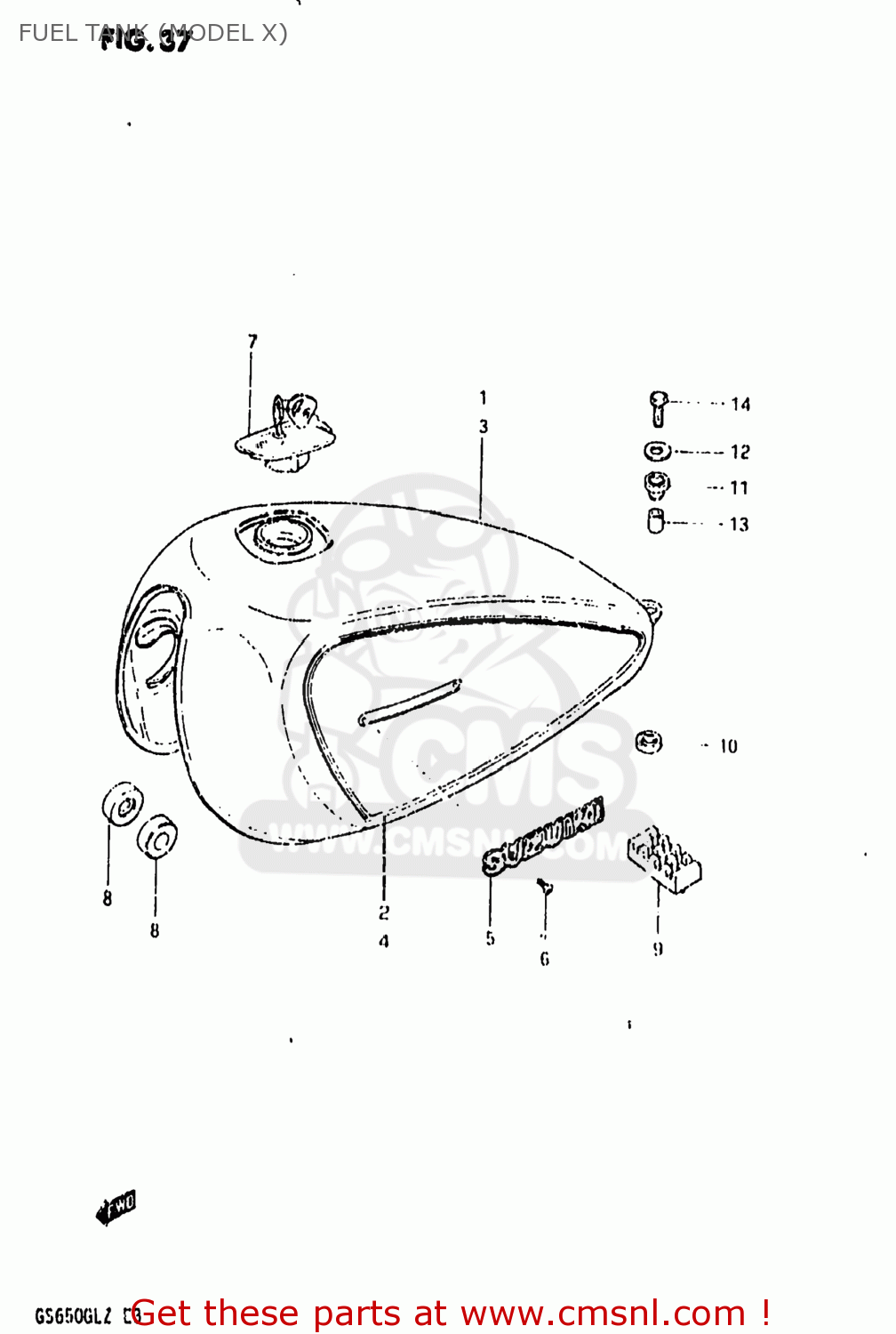 FUEL TANK (MODEL X) GS650GL 1981 (X) USA (E03)