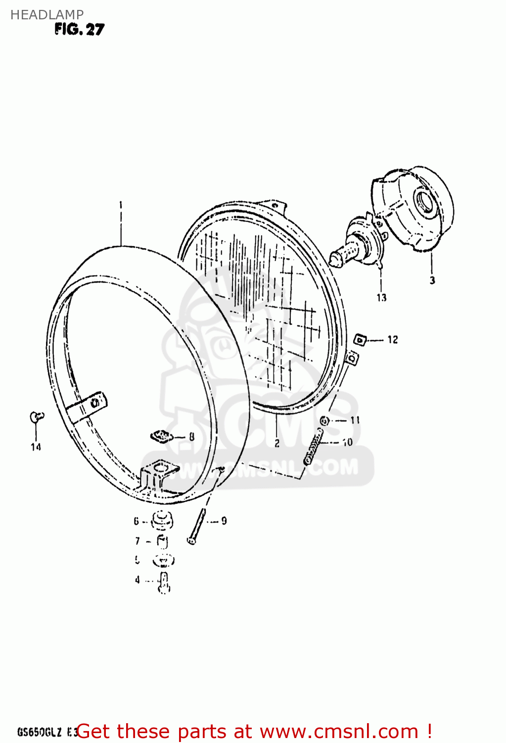 HEADLAMP GS650GL 1981 (X) USA (E03)