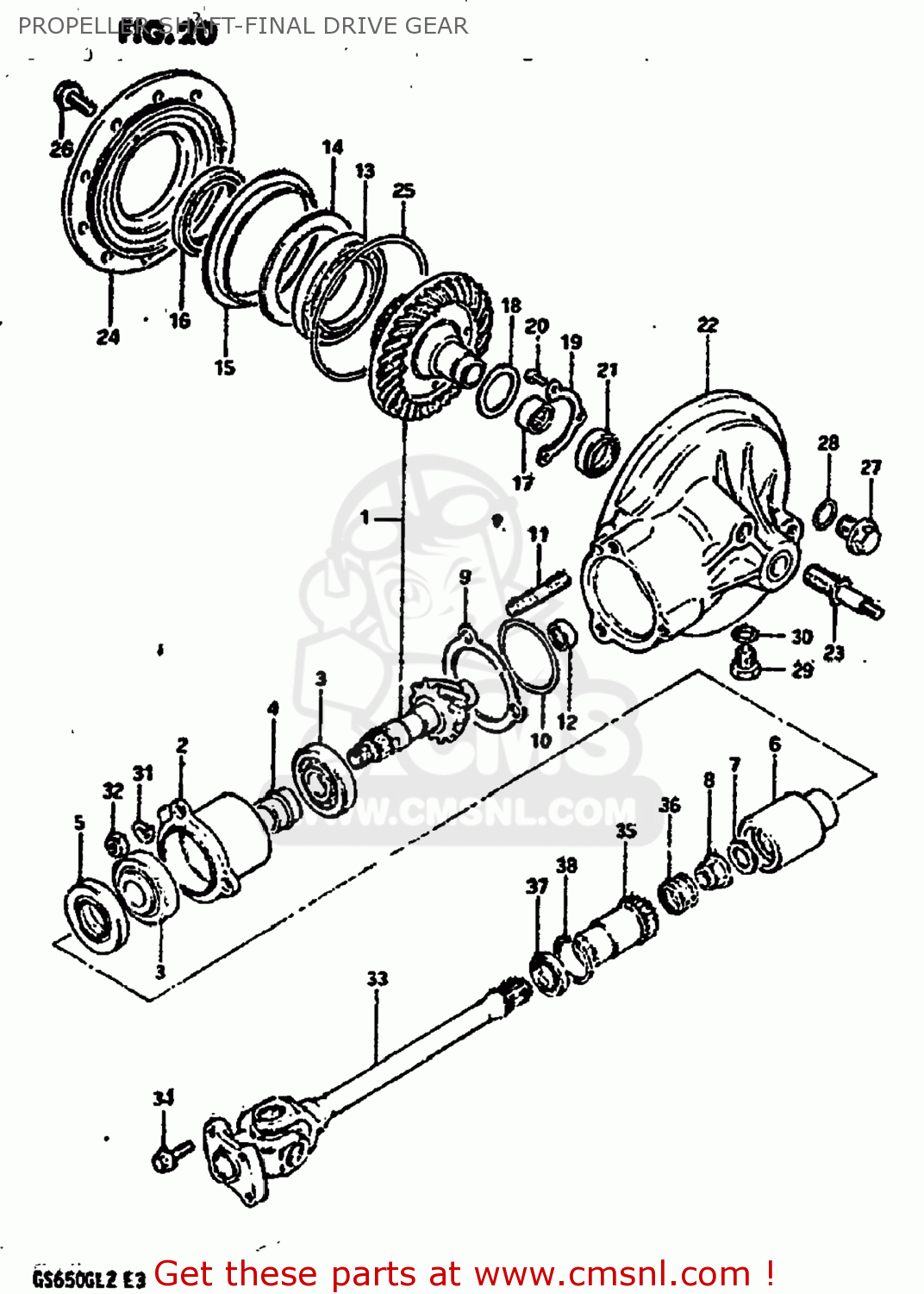 PROPELLER SHAFT-FINAL DRIVE GEAR GS650GL 1981 (X) USA (E03)